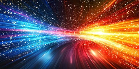 Poster - Vibrant light trails create a stunning cosmic effect with stars in the night sky