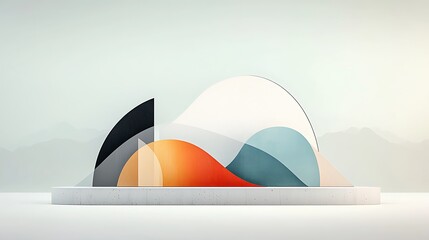 Aufkleber - Abstract geometric display with translucent shapes