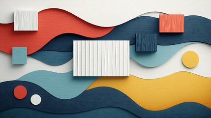 Poster - Abstract geometric shapes on wavy background