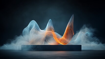 Aufkleber - Abstract, glowing, organic shapes, smoky, dark, pedestal display