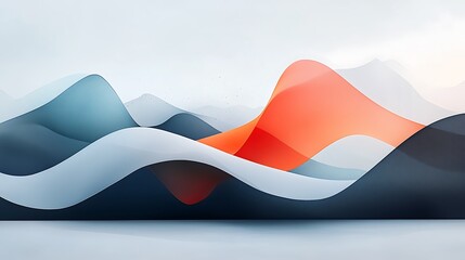 Poster - Abstract landscape of flowing, colorful hills