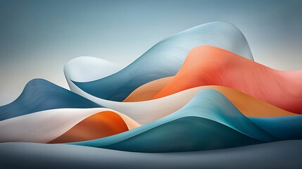 Poster - Abstract landscape of flowing, colorful, textured, wavy shapes
