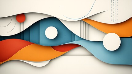Poster - Abstract layered design with vibrant colors and smooth curves