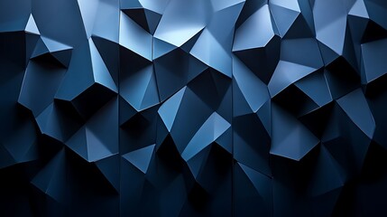 Poster - Abstract Dark Blue Geometric Background with Low Poly Design Texture
