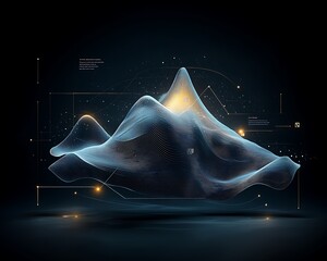 Poster - Abstract mountain landscape, data visualization, digital terrain