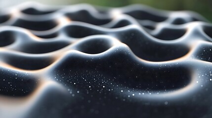 Poster - Abstract Dark Surface with Sparkling Particles and Soft Wavy Pattern