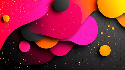 Poster - Abstract Gradient Background with Colorful Liquid Shapes and Glittering Particles