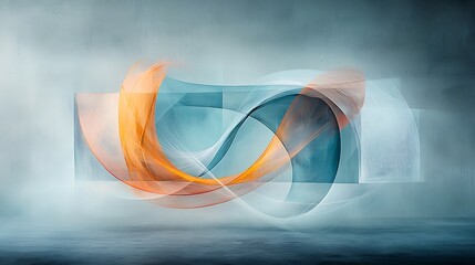 Poster - Abstract swirling shapes, soft colors, and geometric forms
