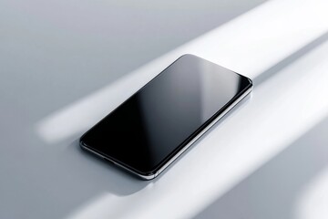 Poster - Blank smartphone mock-up on a light surface with soft shadows highlighting its sleek design