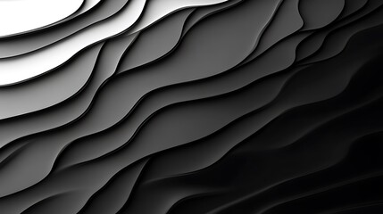 Poster - Abstract Wavy Layers in Grayscale Creating a Dramatic Depth Effect
