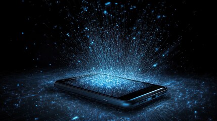 Fototapete - Smartphone Digital Explosion: A Burst of Data and Connectivity