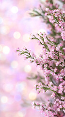 Aufkleber - Delicate pink blossoms flourishing against blurred pastel backdrop, radiating soft, ethereal romance