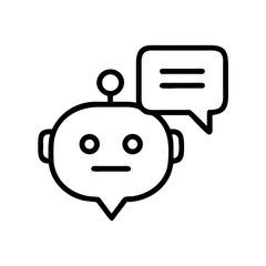 Poster - an illustration of a chatbot with a speech bubble, showing the concept of artificial intelligence and online assistance. The robot's design is simple and friendly