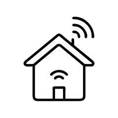 Poster - smart home logo with wifi signals showing wireless control over the house vector icon illustration
