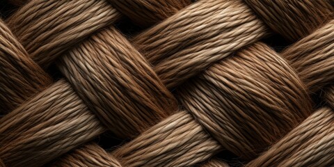 Poster - detailed patterns of woven jute reveal natural beauty in earthy tones generative ai