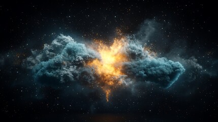 Aufkleber - Cosmic clash of ethereal clouds, fiery explosion in the void