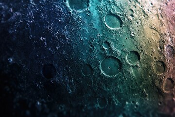 Wall Mural - close-up view of a cratered celestial body, possibly a moon or planet, showcasing a textured surface