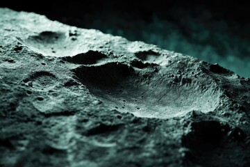 Wall Mural - close-up view of a cratered lunar surface, showcasing the texture and impact history of the moon.