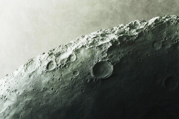 Wall Mural - a close-up view of a cratered celestial body, possibly a moon or asteroid, showing its textured surf