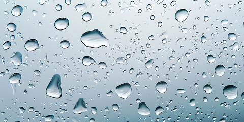 Wall Mural - Water droplet texture on glass with reflections and refractions for fresh, clean designs