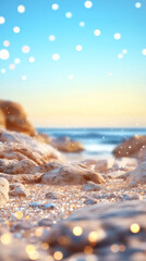 Poster - Blurred lights and bokeh effect creating a magical atmosphere on a beautiful seashore during sunset