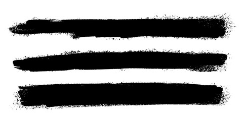 Poster - Artistic grungy creative brush stroke set. Vector texture long backgrounds collection. Abstract shapes.