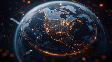 Aufkleber - Global network connections, highlighted US