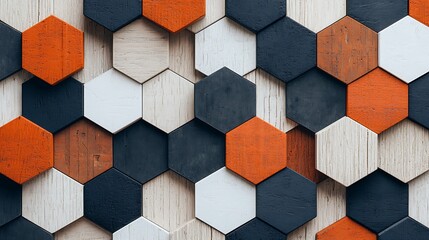 Poster - Hexagon wooden wall paneling