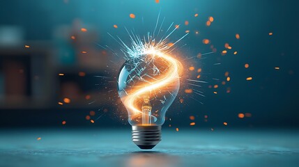 Aufkleber - Innovative lightbulb with creative sparks