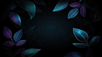 Canvas Print - Decorative leaf border on dark background. Use for invitations, cards, and graphic design projects