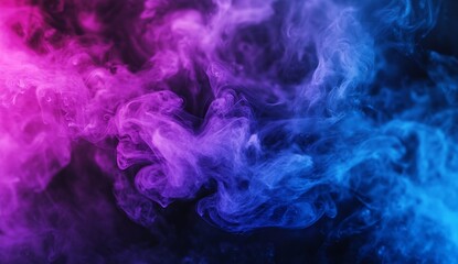 Fototapete - Mystical and colorful smoke swirls in shades of blue and purple on a dark background for artistic backgrounds : Generative AI