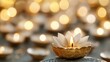 © Riko - Serene candlelit lotus flower with golden light reflection