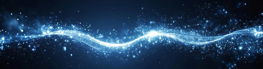 Leinwandbilder - Dynamic wave of light particles creating an enchanting blue cosmic effect : Generative AI