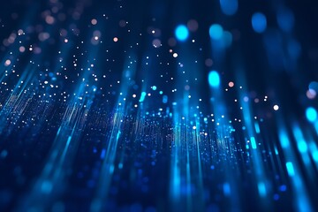 Fototapete - Enchanting scene of shimmering blue particles cascading in a vertical motion to create a dreamy atmosphere : Generative AI