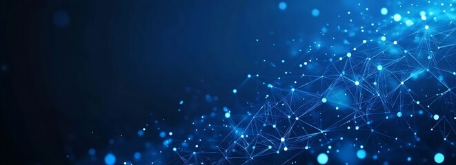 Fototapete - Dynamic blue glowing lines and dots creating a beautiful abstract background of interconnected networks : Generative AI