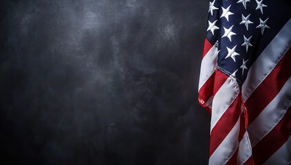 Aufkleber - Stunning image of the American flag gracefully hanging against a dark and moody background highlighting its colors and textures : Generative AI
