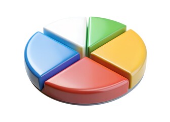 Aufkleber - Colorful Pie Chart: A vibrant pie chart illustrating data segments, with each slice in a distinct color, showcasing business or financial information, perfect for presentations and reports.