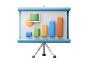 Aufkleber - Data Visualization: A vibrant and stylized presentation board showcasing a colorful array of charts and graphs, symbolizing data analysis and business growth.