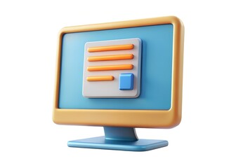 Poster - Digital Interface Icon: A vibrant, modern illustration of a computer monitor displaying a digital interface, symbolizing technology, communication, and data processing.