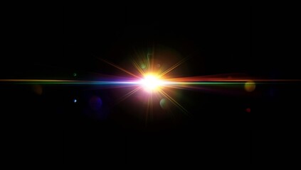 Poster - Bright radiant light beam shining from the center against a dark background for striking effect : Generative AI