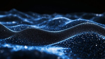 Leinwandbilder - Breathtaking waves composed of blue and glittering particles creating an enchanting abstract digital art scene : Generative AI