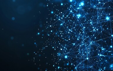 Poster - Connected digital network in blue showcasing the flow of information and data : Generative AI