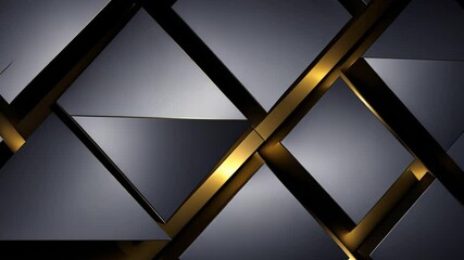 Poster - Geometric abstract design with dark gray and gold triangles and squares