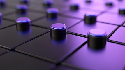 Poster - purple-lit black cylinders on grid
