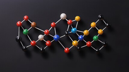 Poster - Colorful pushpins forming a complex network on black background.