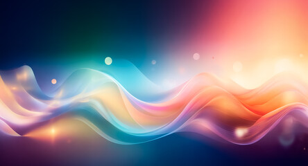 Wall Mural - vibrant waves of color flow gracefully across a dark space, creating a smooth gradient with bokeh li