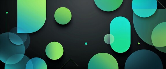 cyan green gradient translucent geometric solid shapes pattern abstract on plain dark black backgrou