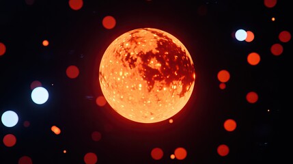 Wall Mural - fiery moon in cosmic background