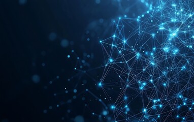 Aufkleber - Stunning abstract network design showcasing glowing blue particles in a dark background : Generative AI