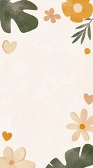 Canvas Print - Abstract floral border, pastel background, decorative